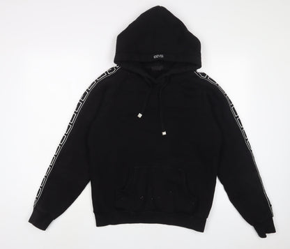 Siarr Mens Black Cotton Pullover Hoodie Size S