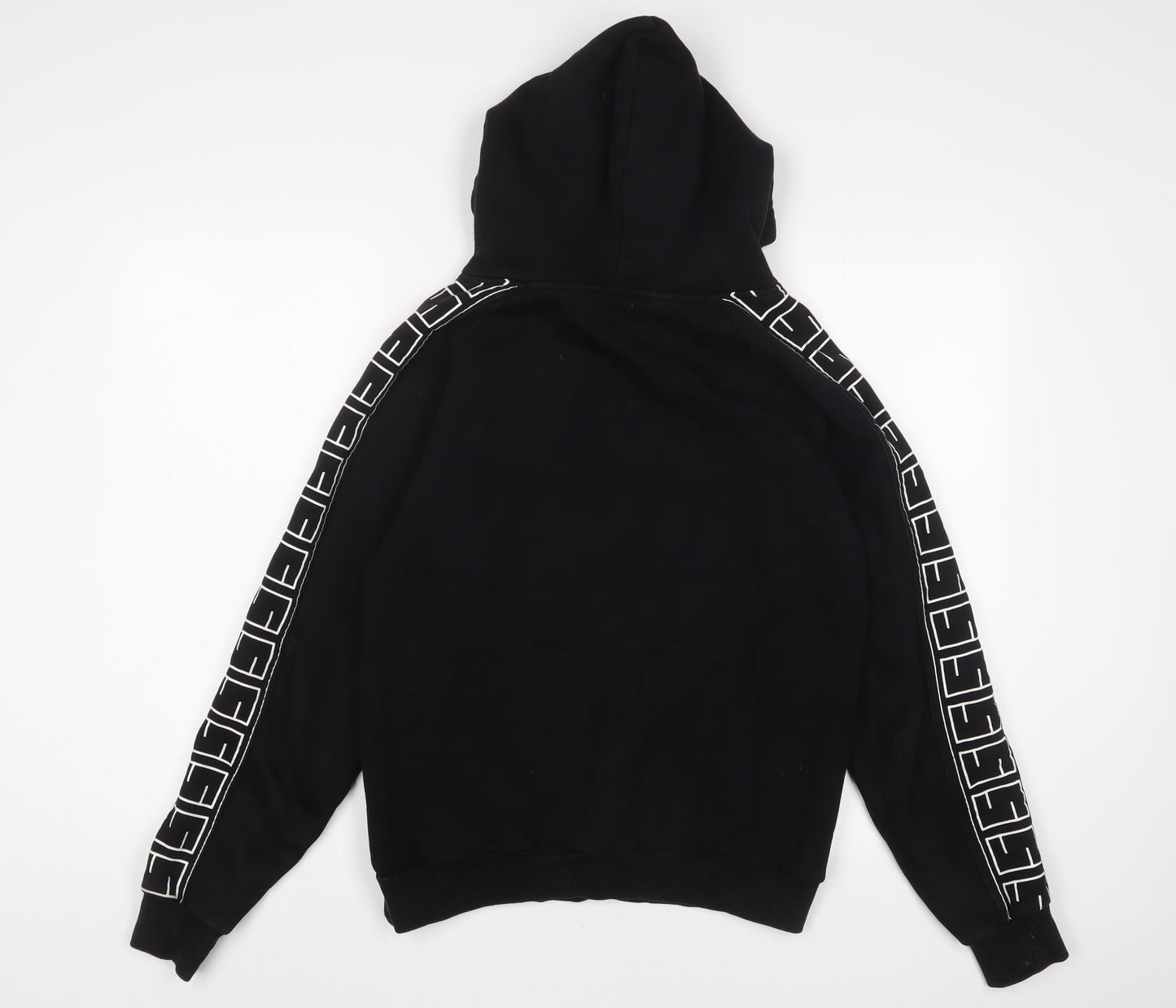 Siarr Mens Black Cotton Pullover Hoodie Size S