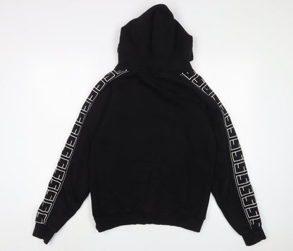 Siarr Mens Black Cotton Pullover Hoodie Size S