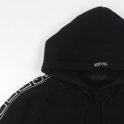 Siarr Mens Black Cotton Pullover Hoodie Size S