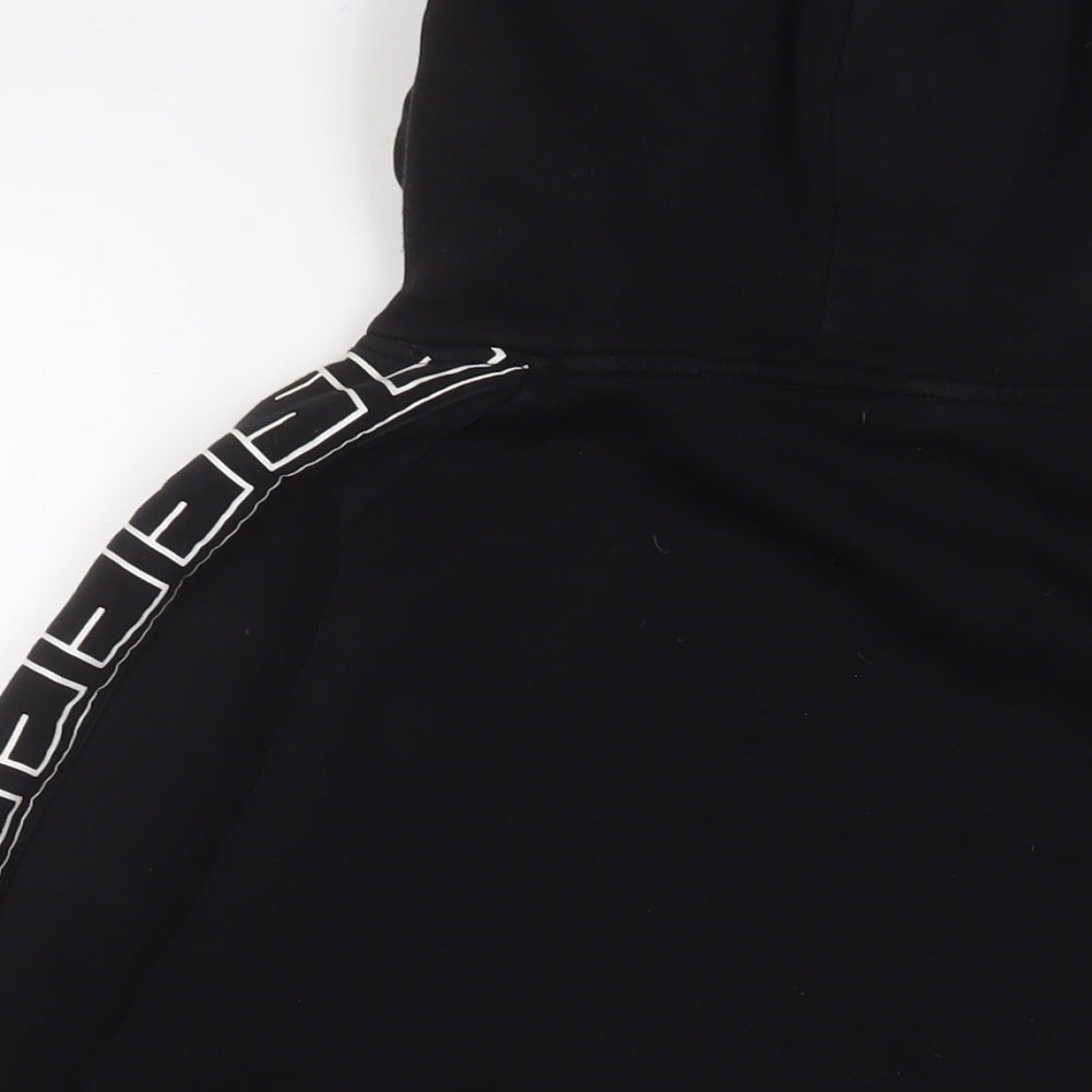 Siarr Mens Black Cotton Pullover Hoodie Size S