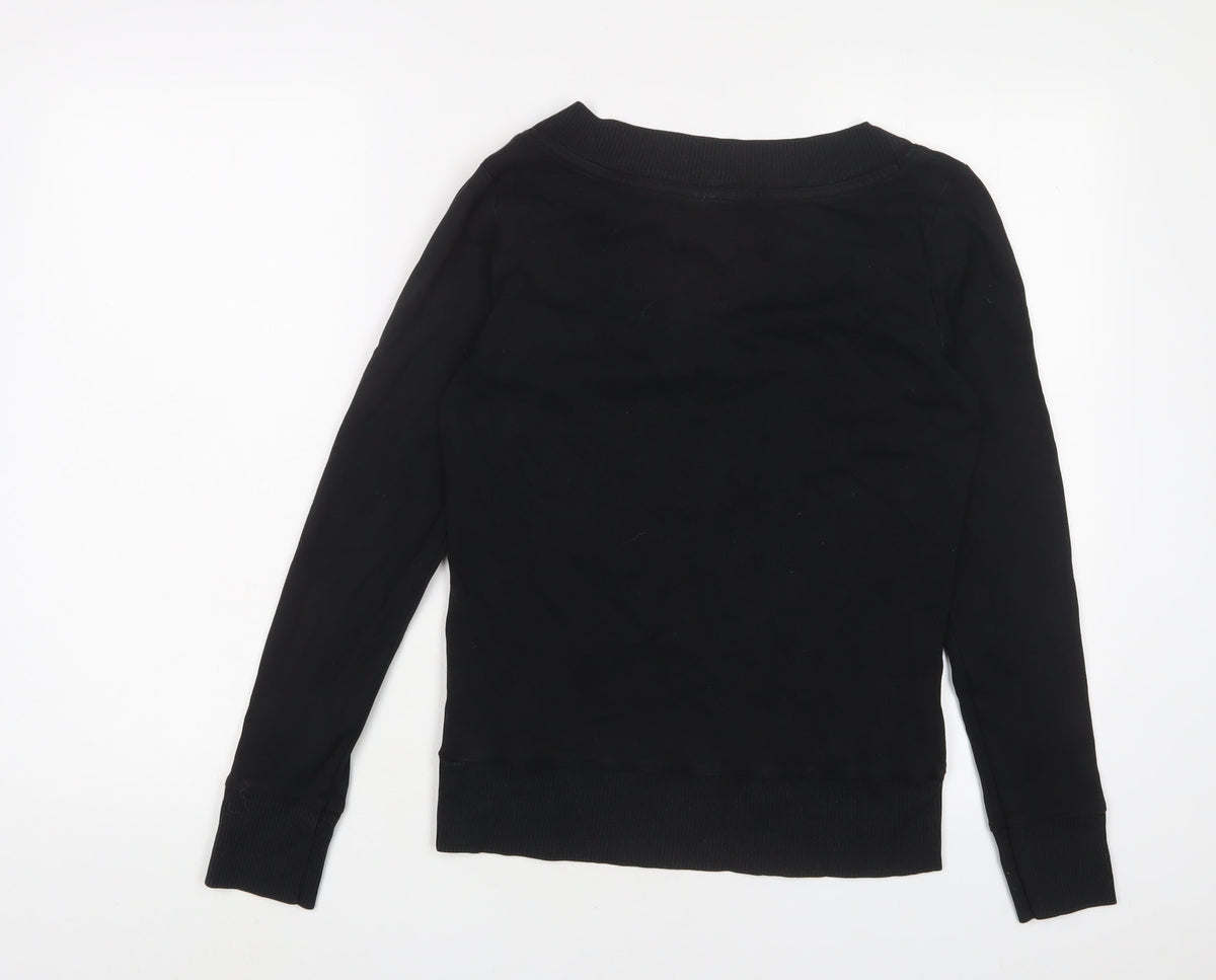 Topshop Womens Black Cotton Pullover Sweatshirt Size 14 Pullover