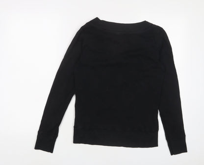 Topshop Womens Black Cotton Pullover Sweatshirt Size 14 Pullover