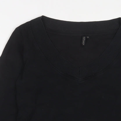 Topshop Womens Black Cotton Pullover Sweatshirt Size 14 Pullover