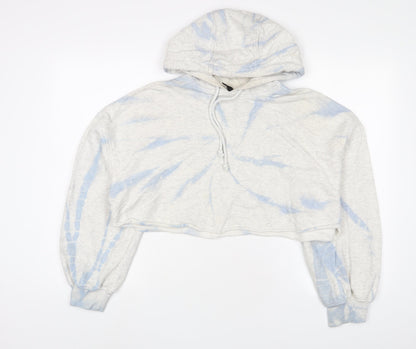 H&M Womens Blue Geometric Cotton Pullover Hoodie Size M Pullover