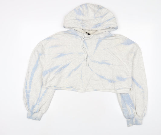 H&M Womens Blue Geometric Cotton Pullover Hoodie Size M Pullover