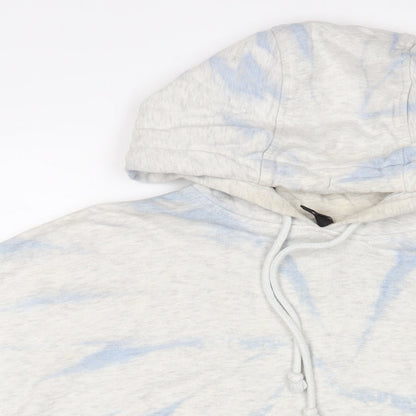 H&M Womens Blue Geometric Cotton Pullover Hoodie Size M Pullover