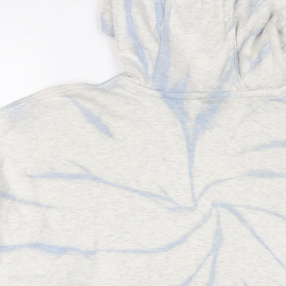 H&M Womens Blue Geometric Cotton Pullover Hoodie Size M Pullover