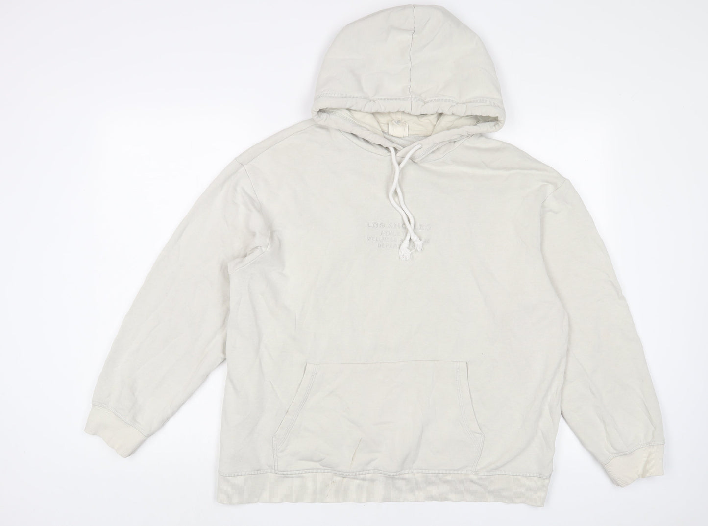 H&M Womens Beige Cotton Pullover Hoodie Size L Pullover - Los Angeles