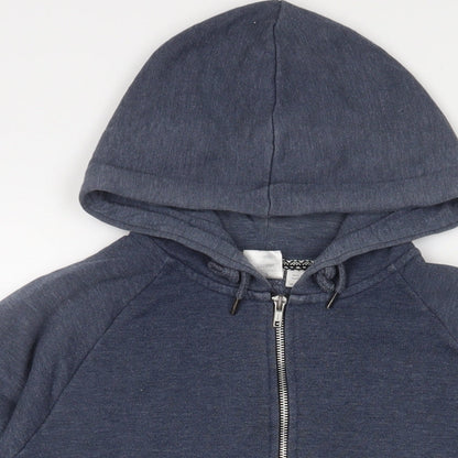 Topman Mens Blue Cotton Full Zip Hoodie Size L