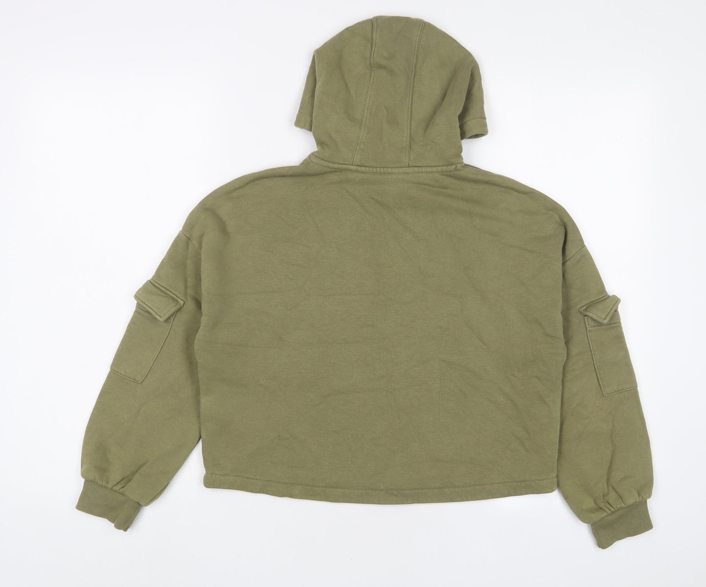 Marks and Spencer Girls Green Cotton Pullover Hoodie Size 10-11 Years Pullover