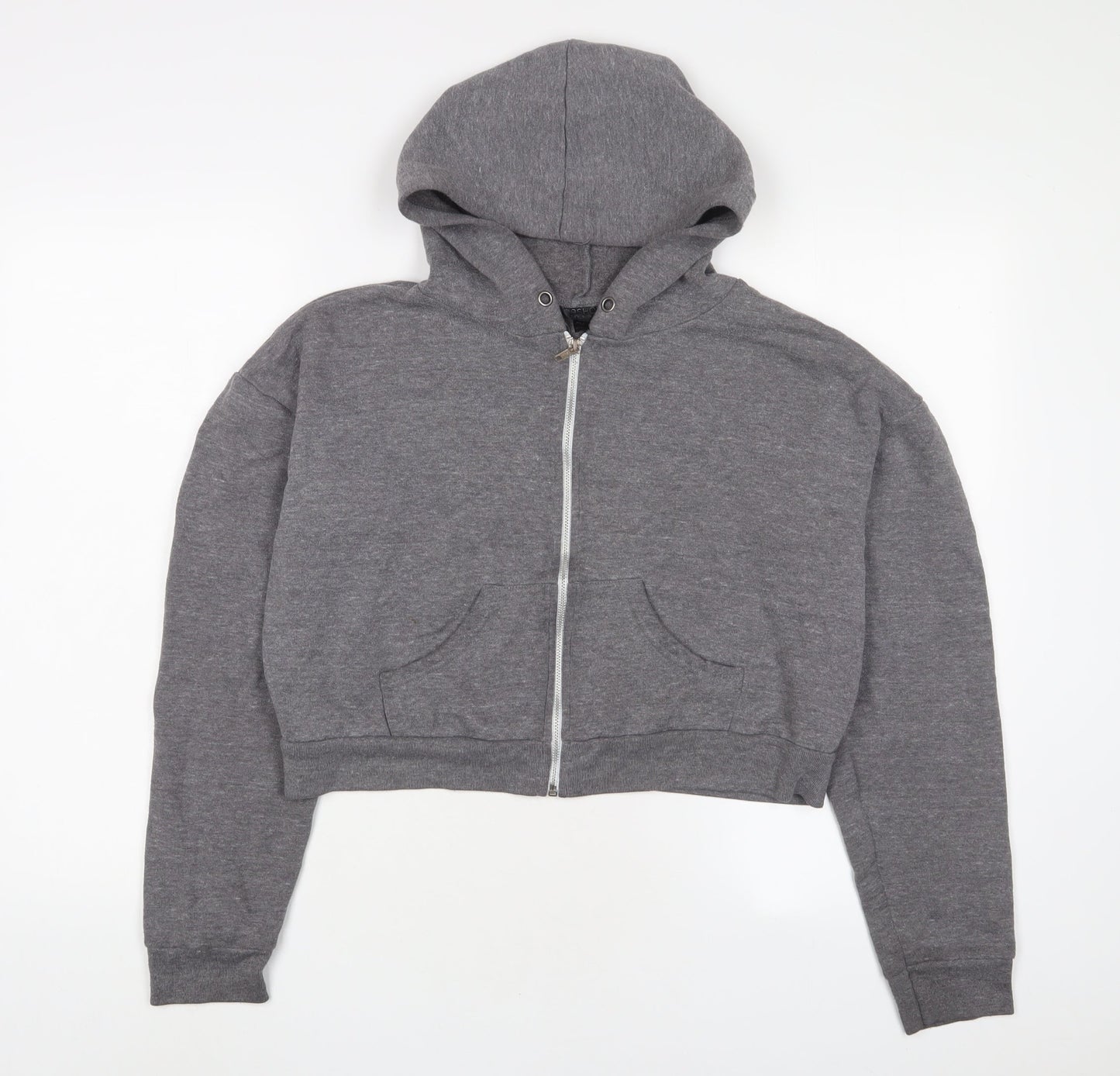 Topshop Womens Grey Cotton Full Zip Hoodie Size 12 Zip