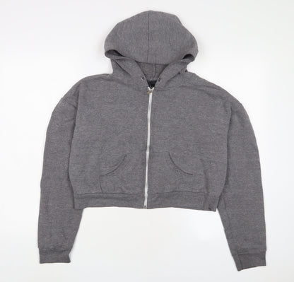 Topshop Womens Grey Cotton Full Zip Hoodie Size 12 Zip