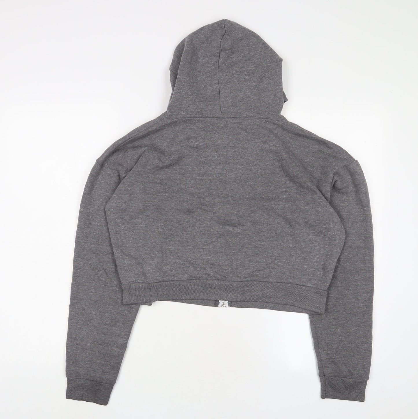 Topshop Womens Grey Cotton Full Zip Hoodie Size 12 Zip
