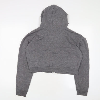 Topshop Womens Grey Cotton Full Zip Hoodie Size 12 Zip