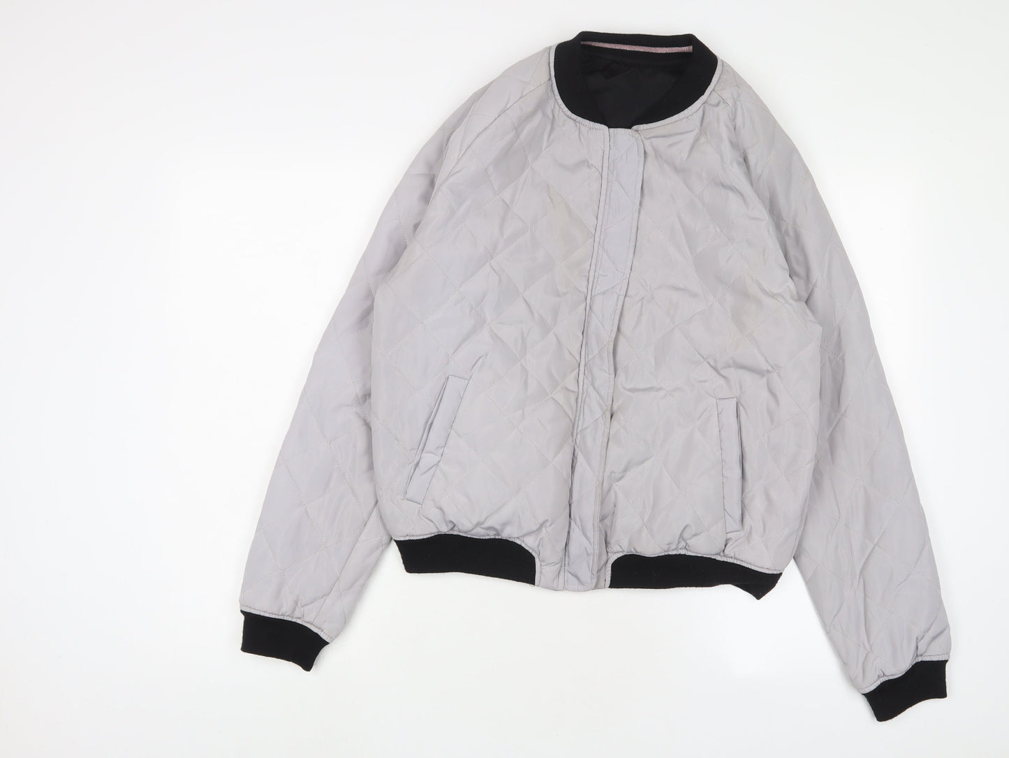 New Look Girls Grey Bomber Jacket Jacket Size 14-15 Years Zip