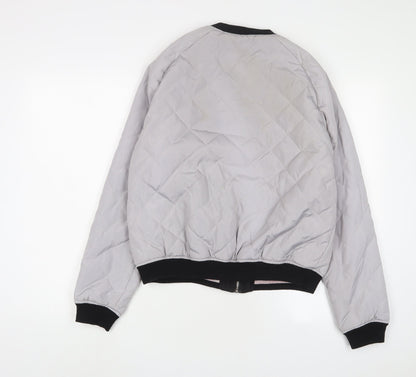 New Look Girls Grey Bomber Jacket Jacket Size 14-15 Years Zip