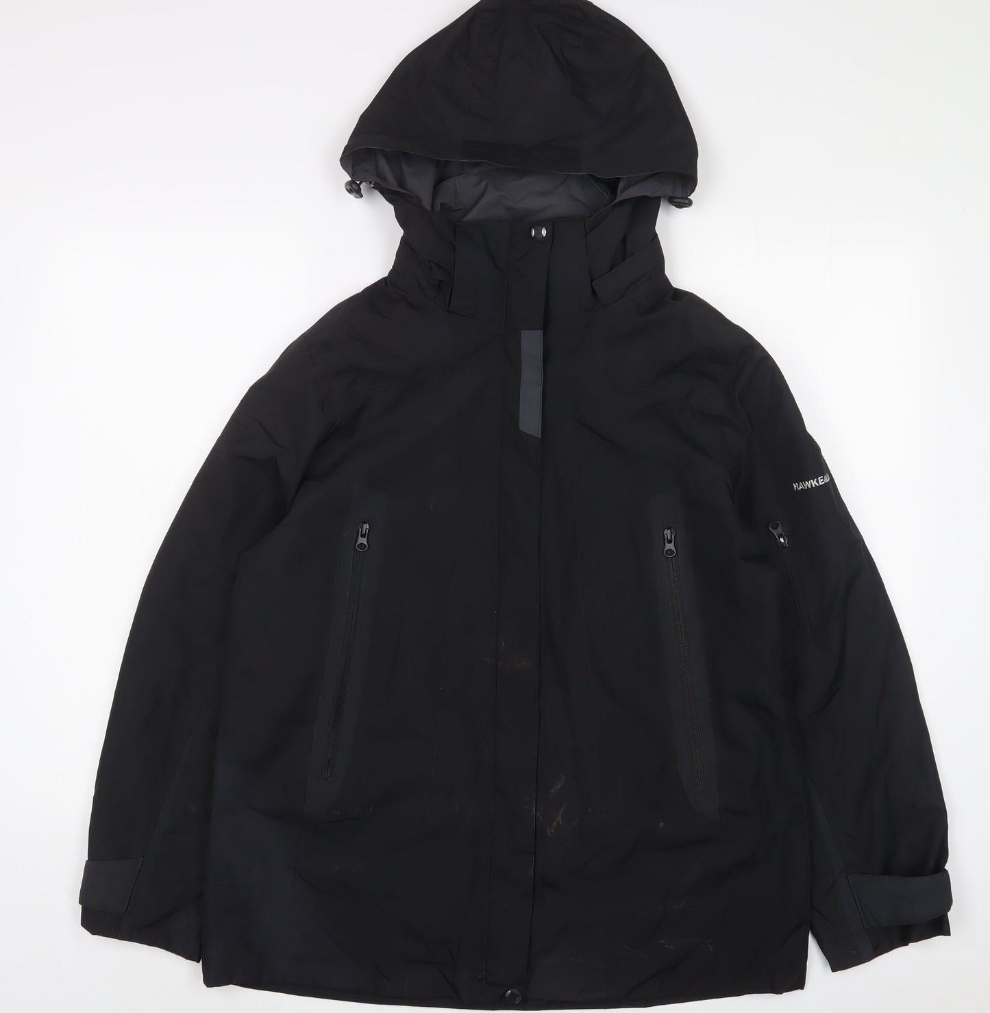 Hawke & Co Womens Black Jacket Coat Size 12 Zip - Zip Pockets