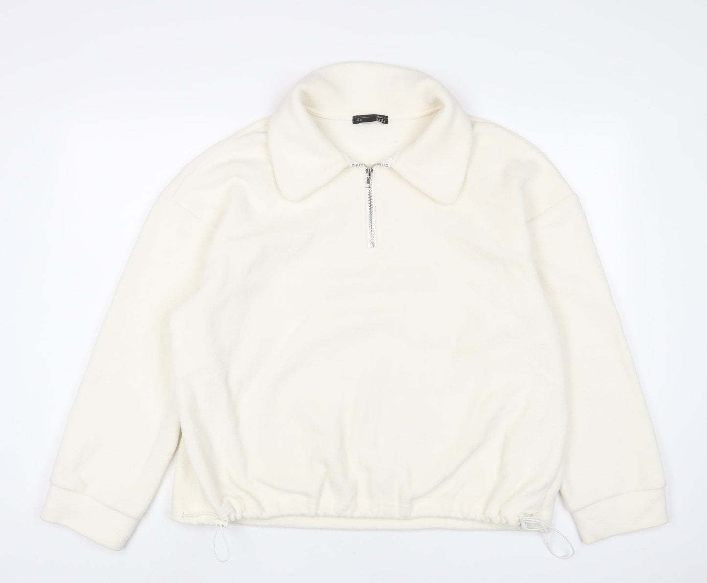 Dazy Womens White Polyester Pullover Sweatshirt Size XL Zip