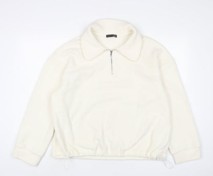 Dazy Womens White Polyester Pullover Sweatshirt Size XL Zip
