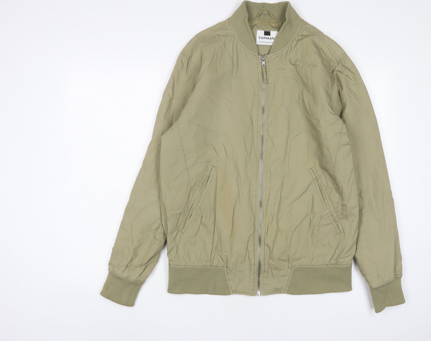 Mens UK Size M Topman Green Bomber Jacket