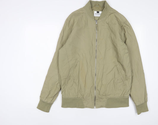 Mens UK Size M Topman Green Bomber Jacket