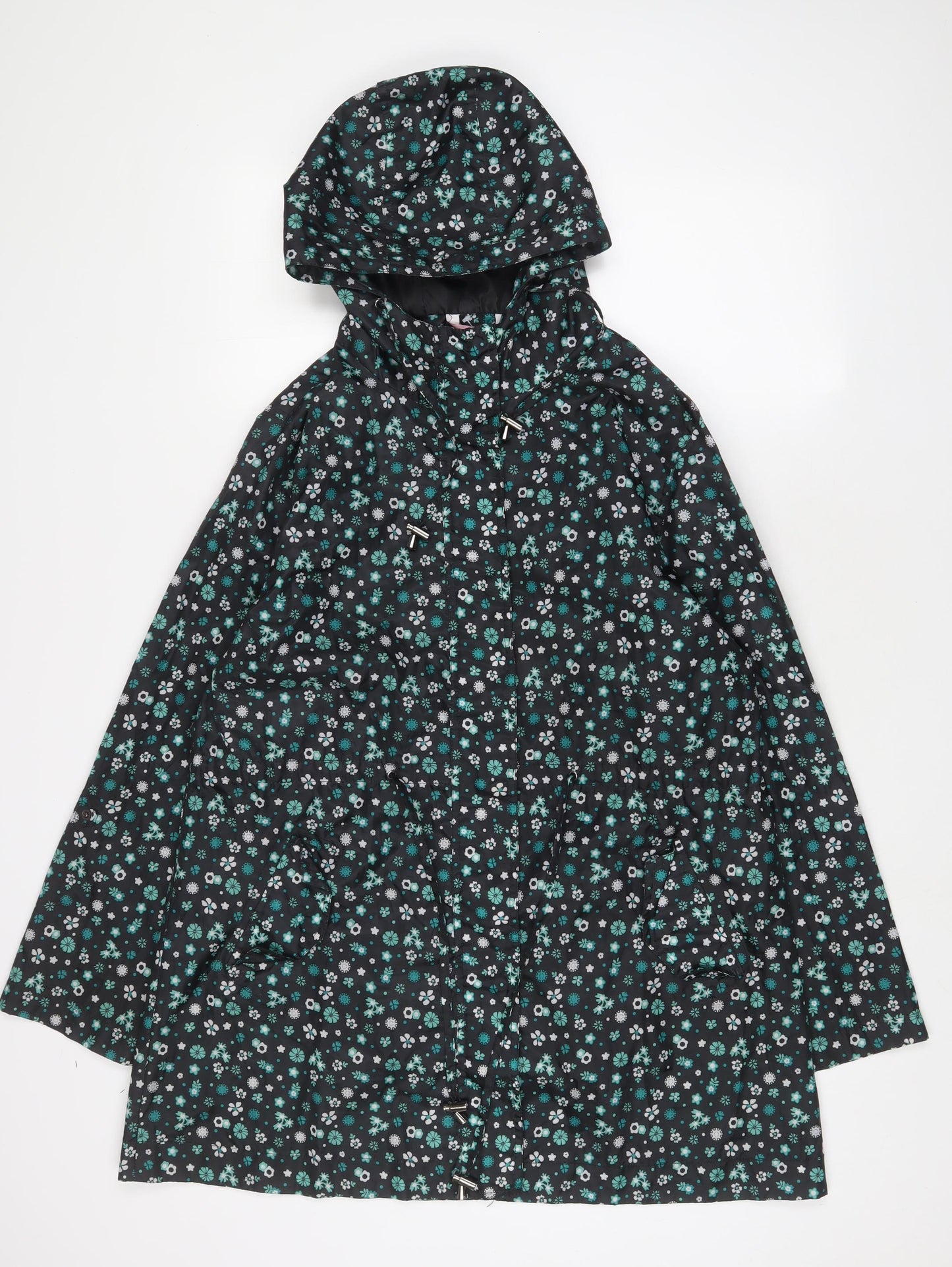 Avenue Womens Black Floral Jacket Size 12 Zip