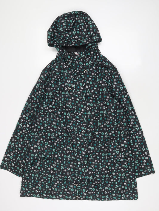 Avenue Womens Black Floral Jacket Size 12 Zip