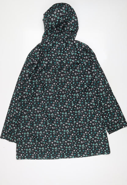 Avenue Womens Black Floral Jacket Size 12 Zip