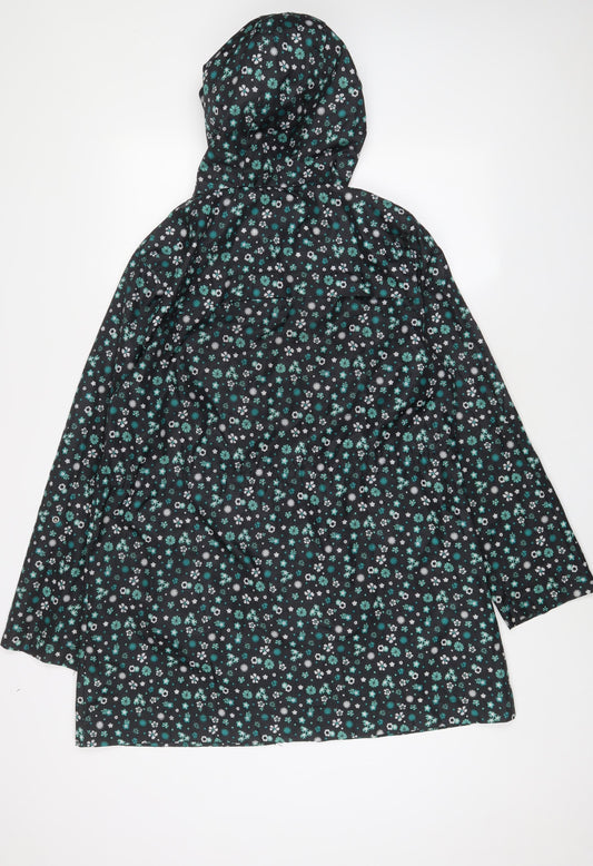 Avenue Womens Black Floral Jacket Size 12 Zip
