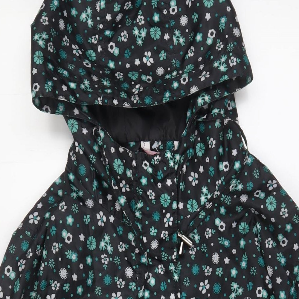 Avenue Womens Black Floral Jacket Size 12 Zip