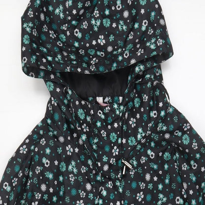 Avenue Womens Black Floral Jacket Size 12 Zip