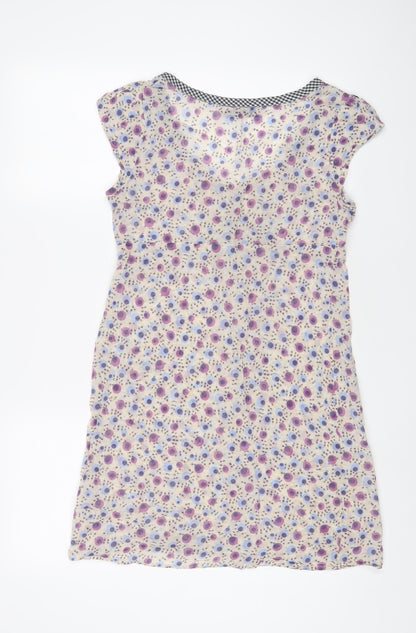 Zara Womens Multicoloured Floral Cotton A-Line Size S Scoop Neck Pullover