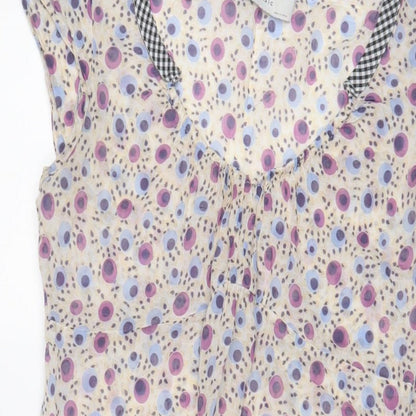 Zara Womens Multicoloured Floral Cotton A-Line Size S Scoop Neck Pullover