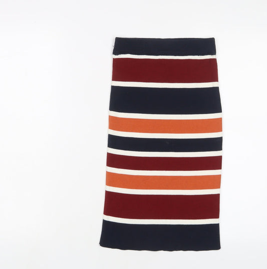 New Look Womens Multicoloured Striped Acrylic A-Line Skirt Size 6