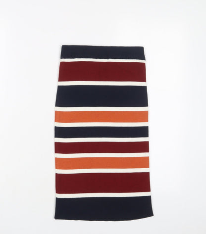 New Look Womens Multicoloured Striped Acrylic A-Line Skirt Size 6