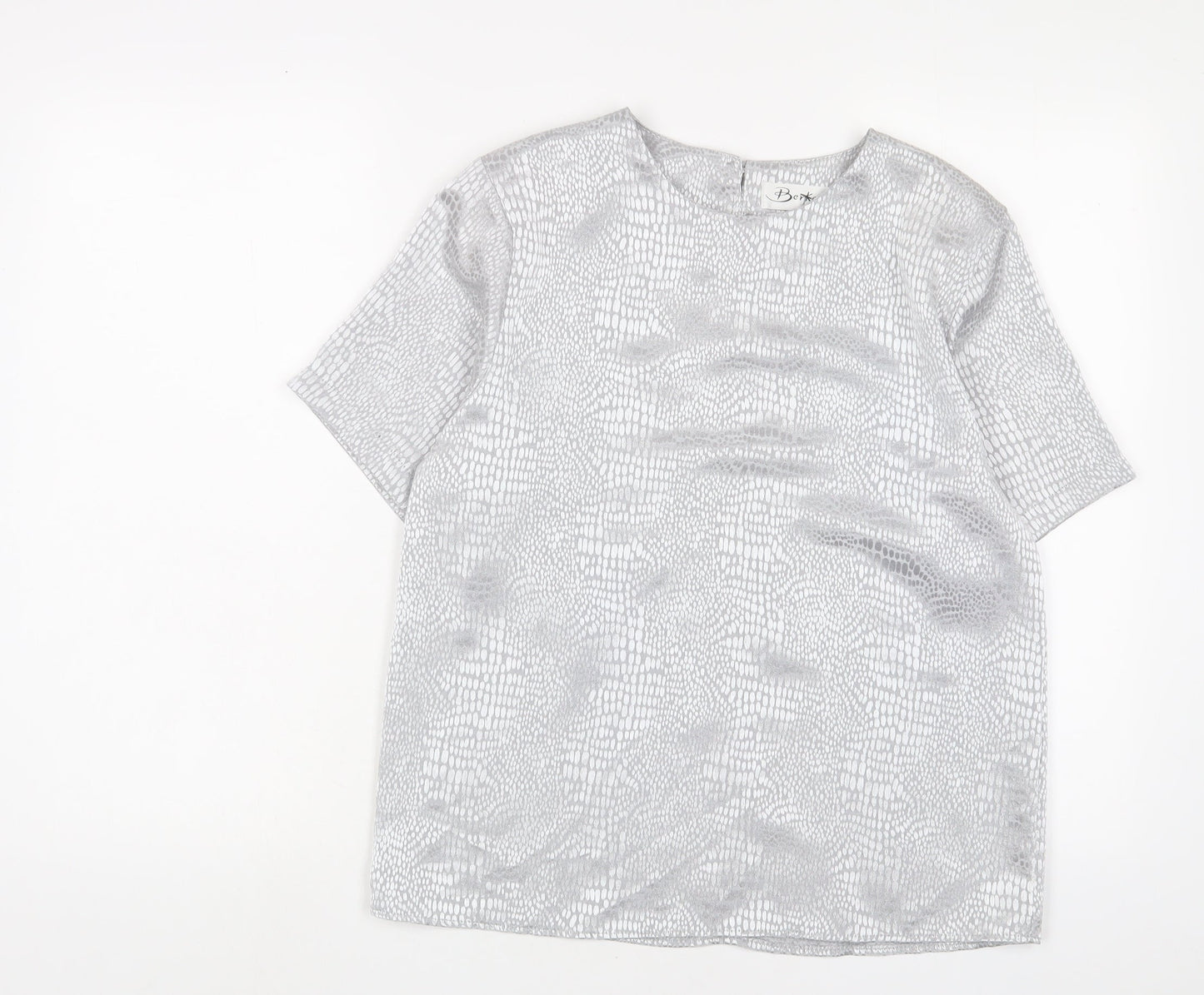 Womens UK Size 12 Berkertex Silver Basic T-Shirt
