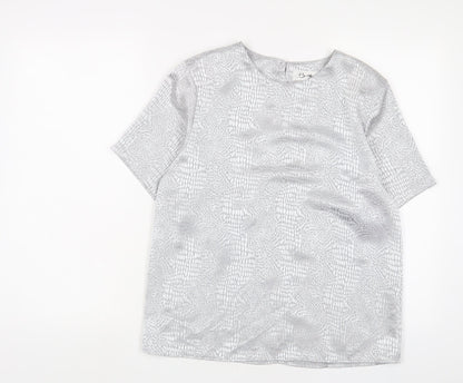 Womens UK Size 12 Berkertex Silver Basic T-Shirt