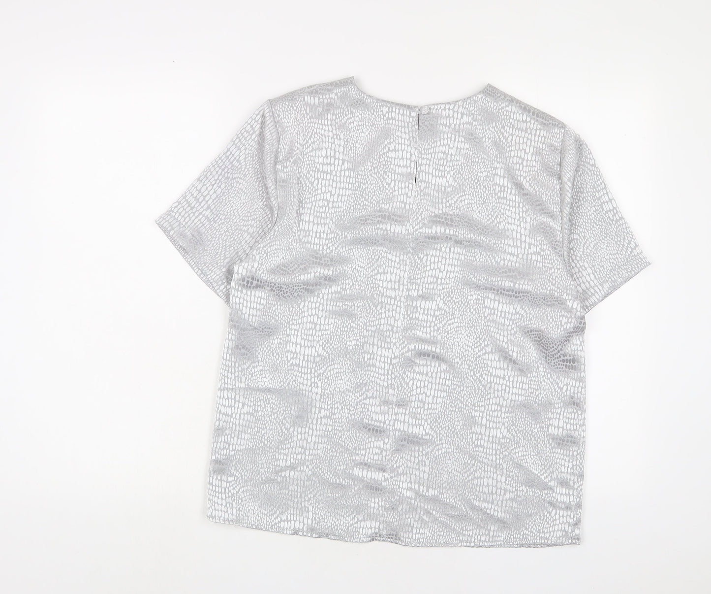 Womens UK Size 12 Berkertex Silver Basic T-Shirt