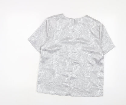 Womens UK Size 12 Berkertex Silver Basic T-Shirt