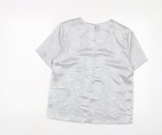 Womens UK Size 12 Berkertex Silver Basic T-Shirt
