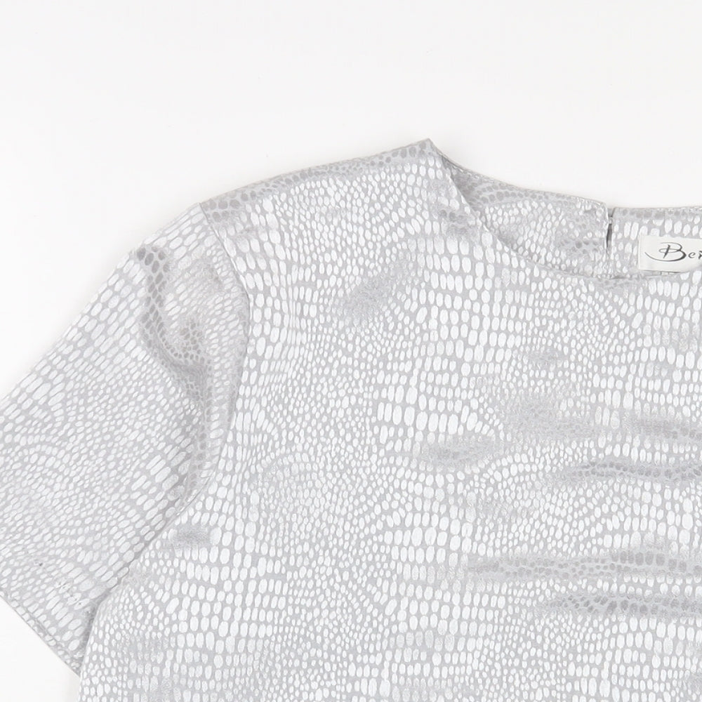 Womens UK Size 12 Berkertex Silver Basic T-Shirt