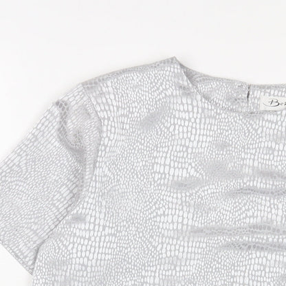 Womens UK Size 12 Berkertex Silver Basic T-Shirt