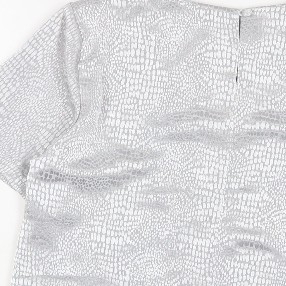 Womens UK Size 12 Berkertex Silver Basic T-Shirt