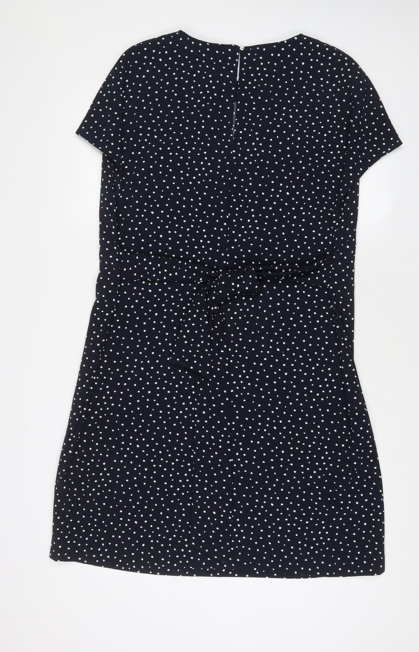 NEXT Womens Blue Geometric Polyester Sheath Size 18 Crew Neck Button