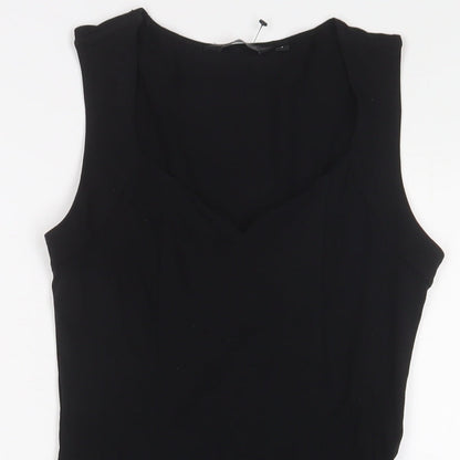 New Look Womens Black Cotton A-Line Size 8 V-Neck Pullover