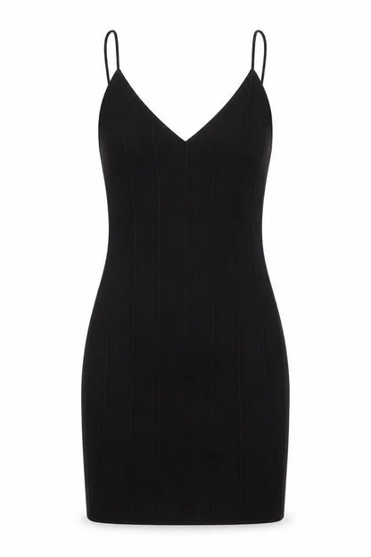 U.MAY Womens Black Polyester Bodycon Size S V-Neck Pullover