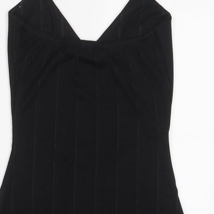 U.MAY Womens Black Polyester Bodycon Size S V-Neck Pullover