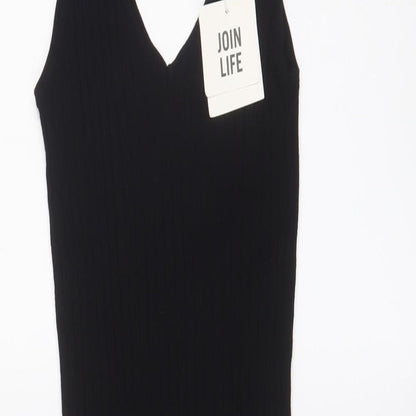 Bershka Womens Black Viscose Bodycon Size S V-Neck Pullover