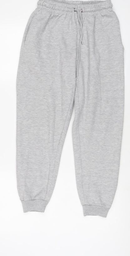 Boohoo Mens Grey Cotton Jogger Trousers Size M L27 in Regular Drawstring